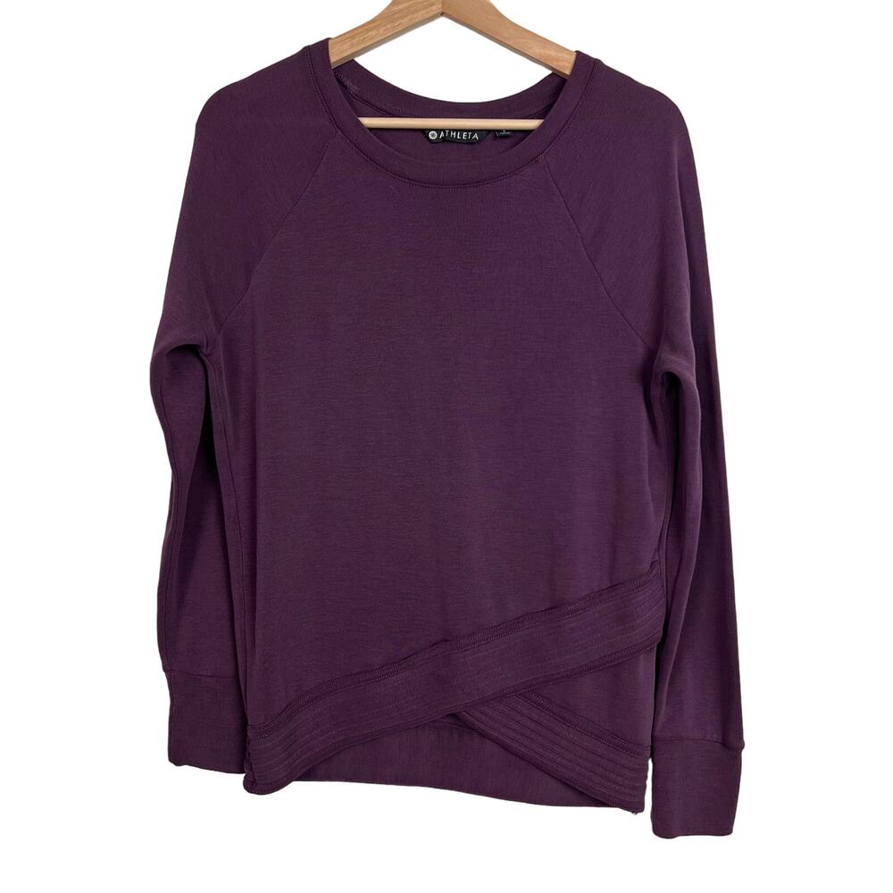 Athleta Serenity Criss Cross Soft Top‎ Long Sleeve Eggplant Purple Size Small